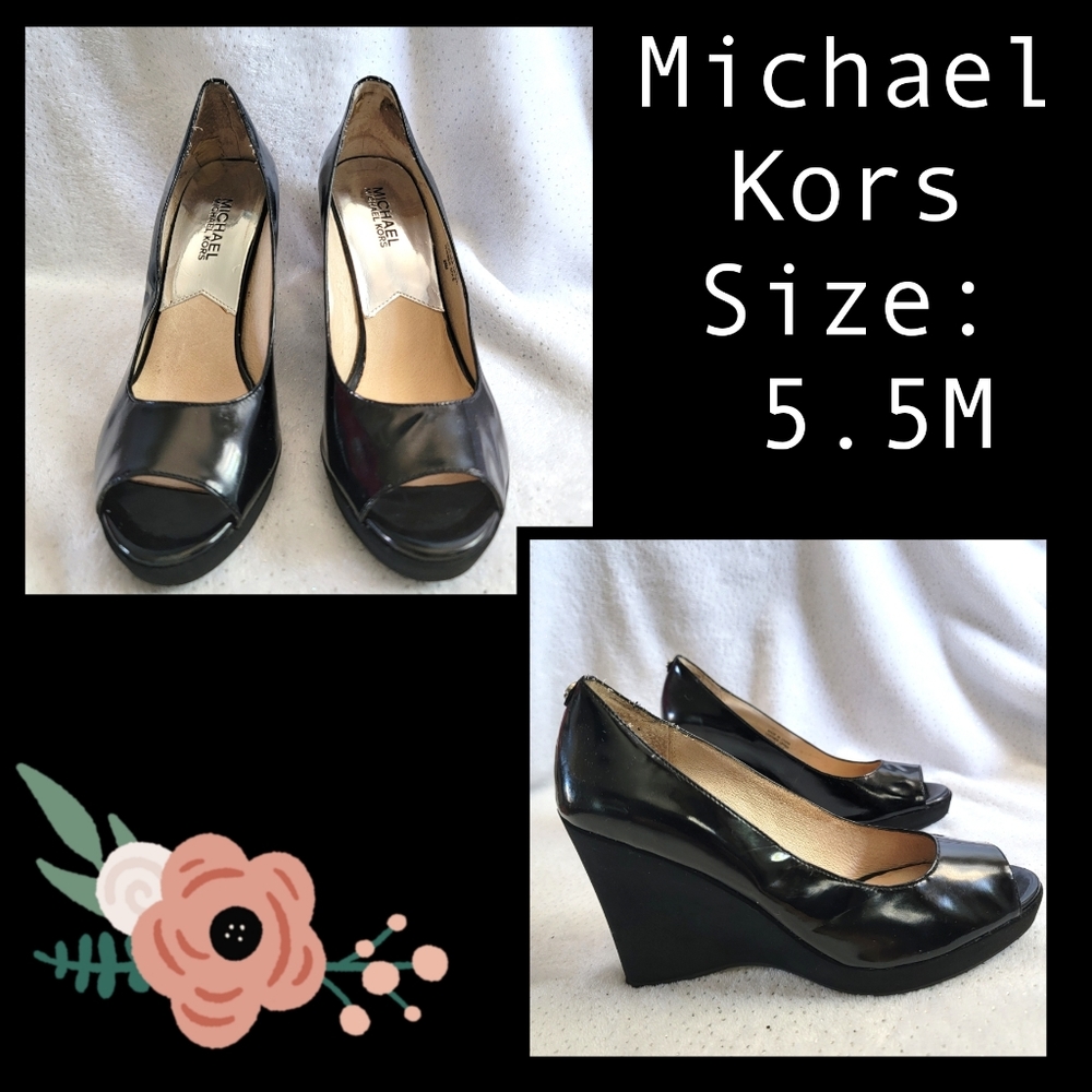 ♥️ Michael Kors/Size: 5 5/ Black Leather Wedge